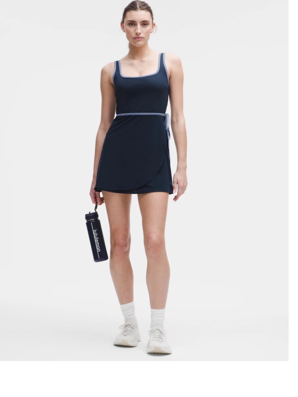 lululemon Wrap-Front Tennis Dress, Club Blue/Water Drop / Size XL